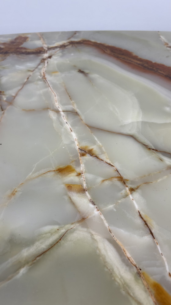 Image 1 of Tavolino da caffè vintage in pietra naturale, ottone e marmo onice