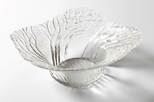 Mid-Century Finnish Glass Bowl: Lasisepät Mäntsälä 'Forest' Design