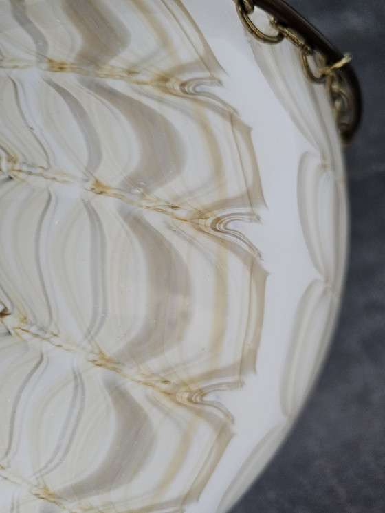 Image 1 of Lampada a sospensione MCM con grande paralume in vetro di Murano