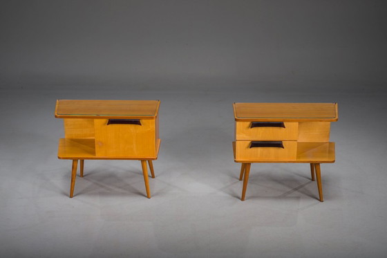 Image 1 of Comodini vintage tedeschi in ciliegio, anni '60, set di 2