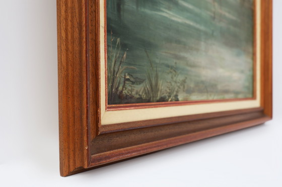 Image 1 of Grand tableau décoratif d'oiseaux dans l'eau, France années 1960