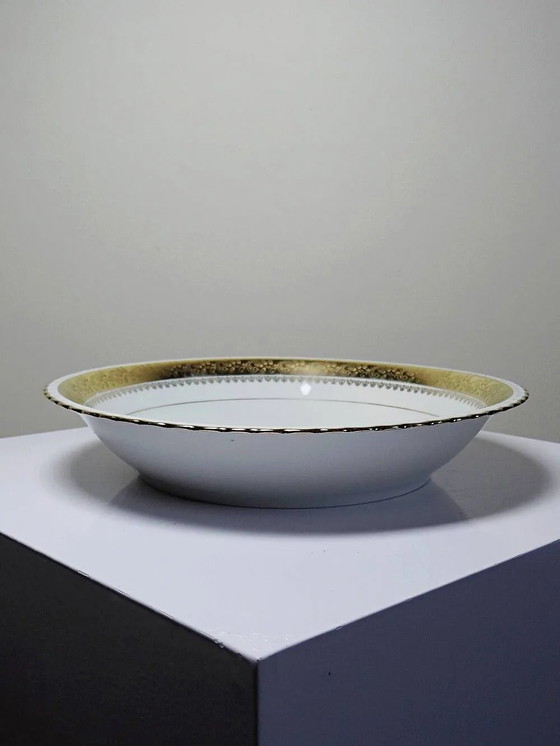 Vintage deep plate in gilded Limoges porcelain, ADP L Royal – Crockery, Gold (photo 10 of 12)