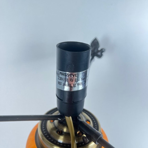 Image 1 of Lampada a forma di fungo in vetro arancione screziato, Massive, Belgio 1970