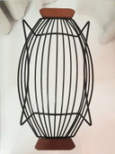 Ciotola a cestino String Mid-Century nero/teak anni '60