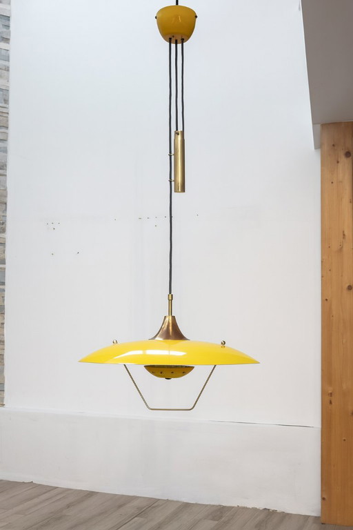 Saliscendi counterweight pendant lamp, Italy, 1960s – hanglampen, Brass, Metal