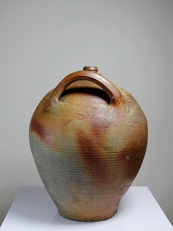 Image 1 of Jarre en grès XXL ancienne XIXe artisanat français Puisaye