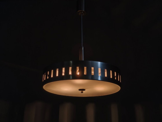 Image 1 of Space Age UFO Chandelier, Metal and Glass, Czechoslovakia 1970s