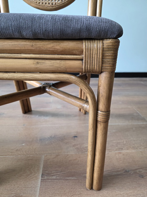 Image 1 of Vintage rotan stoelen met cane rug | set van 4