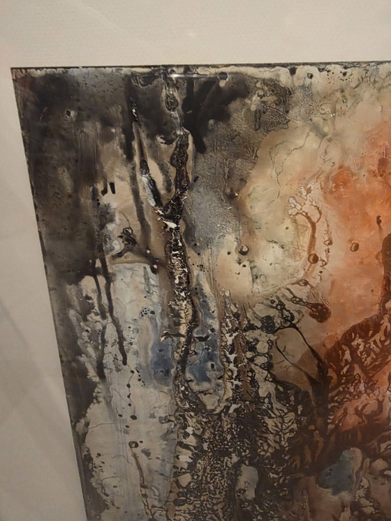 Dries Van den Broeck (1923-1995), Original Abstract Material Work (1992), Art, Glass, Paper, Beige (photo 11 of 13)