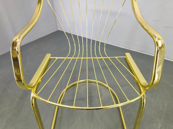 Image 1 of Set of 5 Gastone Rinaldi Brass Dining Chairs for Rima, Italy 1970s