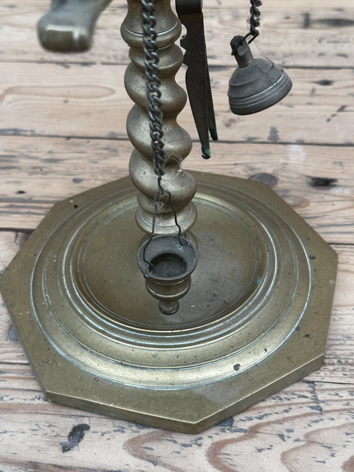 Lampe à Huile Italienne ancienne en Laiton H 74 cm