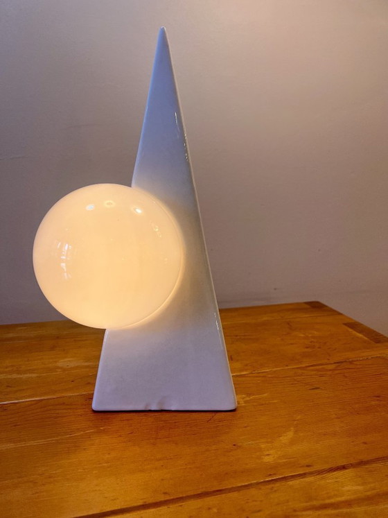 Image 1 of Ceramic Pyramid Lamp Delfts Wit Holland