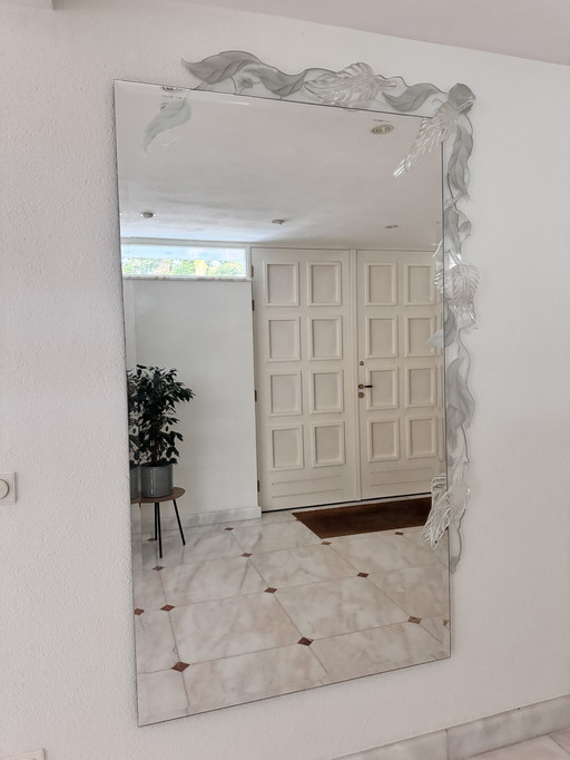 Unieke spiegel art deco met glasversiering 