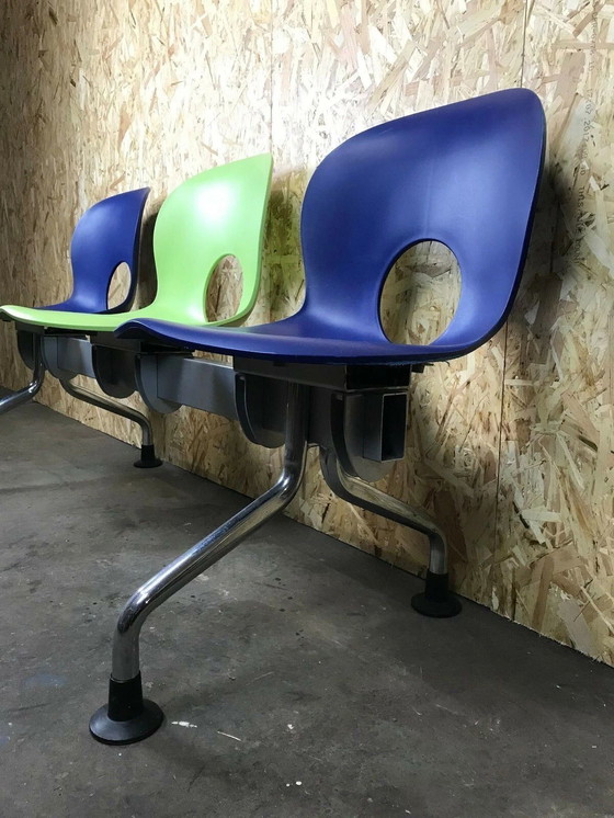 Image 1 of Banc 3 places Paul Barbieri Oliva Rexite 3 places Chaise Banc d'attente Chrome Italy