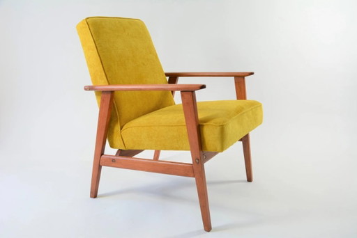 Gele FOX fauteuil met vierkante poten