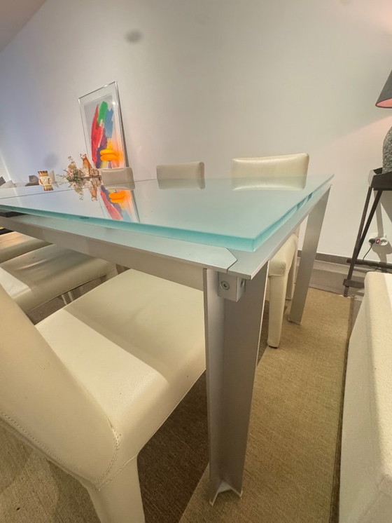 Image 1 of B&B Italia extendable designer dining table, Paolo Piva, glass