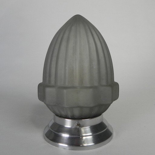 Art-Deco-Deckenleuchte mit mattiertem Glasschirm, 1930er Jahre