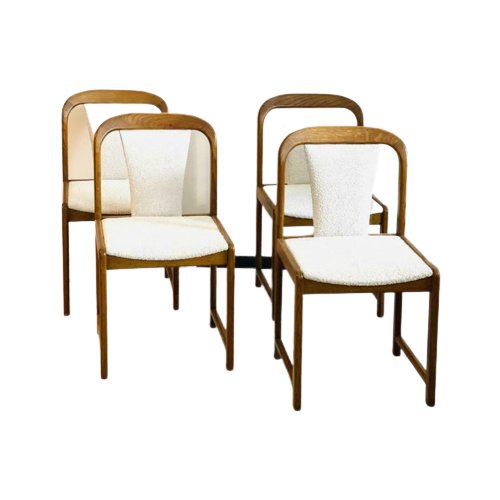 Vintage Jaren 60 Eetkamerstoelen Set Van 4 Hout Bouclé – Textile, Wood (photo 5 of 5)