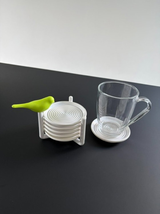 Set of 6 Design Coasters with Bird – White/Green – Table accessories, Other (photo 10 of 15)