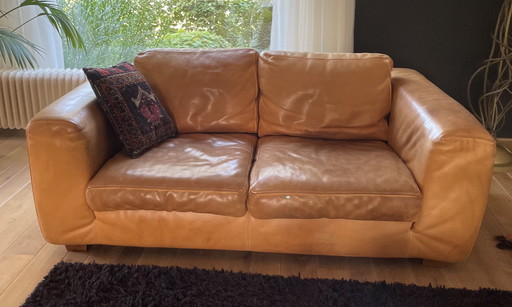 Molinari 2-Sitzer und 3-Sitzer Sofa In Cognac Leder