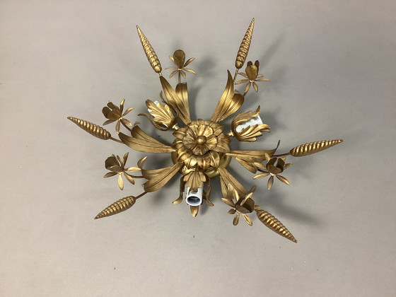 Image 1 of Italienische vergoldete Maisgarbe Wandlampe