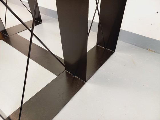 Image 1 of Vintage rectangular high table in glass and black metal from the 80s