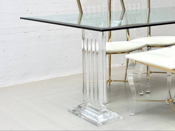 Image 1 of Glass table with acrylic glass column legs by FABIANART from Rome, Italy, 1980s