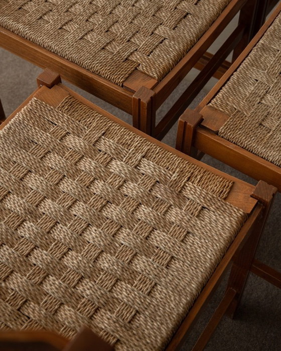 Image 1 of Vintage Italian Rustic Modern Dining Chairs by Snaidero, 1970s, Set of 5