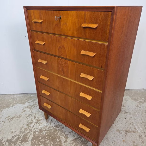 Vintage Danish Chest of drawers, teak 6 drawers 1960s Scandinavian, Wood, Brown (photo 19 of 19)