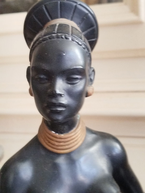 S. Melani Art Deco - Scultura firmata numerata 211 - Scultura Donna Africana – Sculture, Ceramica (photo 6 of 6)