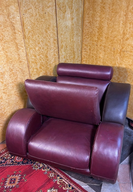 Image 1 of Vintage lederen fauteuil in art-decostijl - Racer geïnspireerd ontwerp comfort, vakmanschap