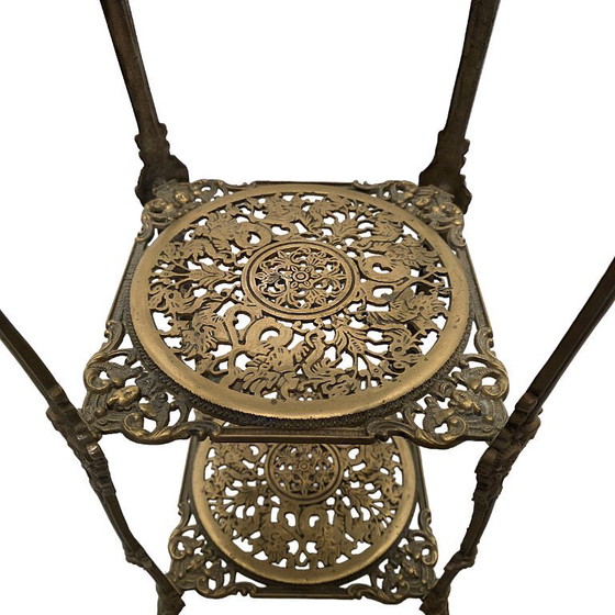 Image 1 of French Art Nouveau style brass plant stand 1960s/70s