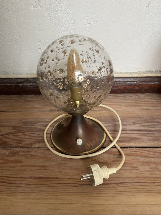 Image 1 of Vintage Bubble Glass Table Lamp Mid-Century with Gold Elements