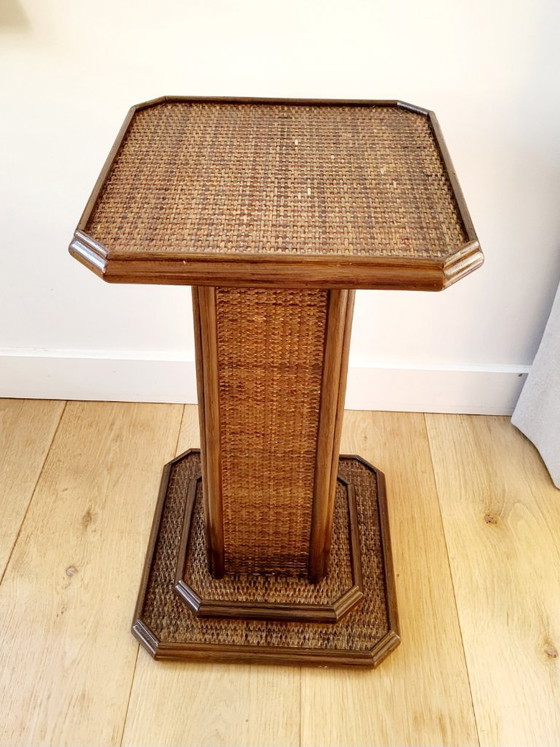 Image 1 of Rattan column or pedestal, vintage, 70s or 80s
