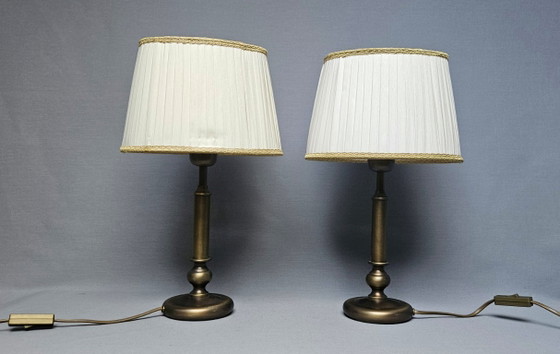 Set of 2 Mid-Century Brass Table Lamps – Honsel Leuchten (Germany, 1960s/1970s) (photo 9 of 14)