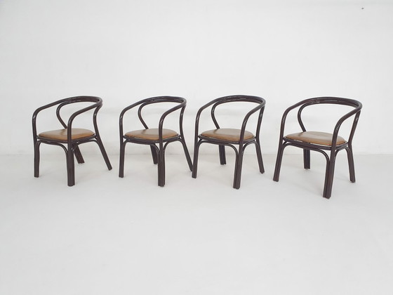 Image 1 of Ensemble de 4 chaises de salle à manger Manou avec assise en cuir, Pays-Bas, années 1970