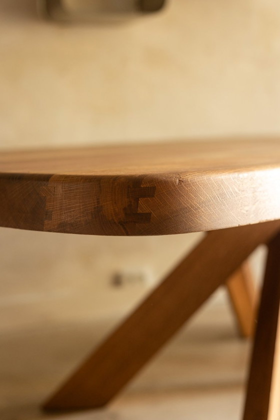 Image 1 of Pierre Chapo. Dining table model “T35D”, in light oak.