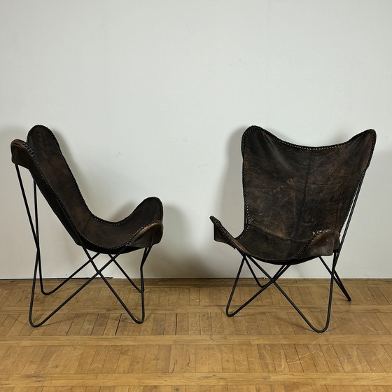 Image 1 of 2x Butterfly Vintage Leather Chairs 1990s