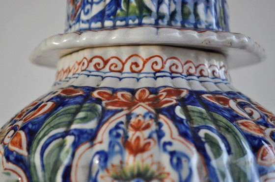 Image 1 of Covered polychrome Delftware pot - SANSON 18th century (ref 2861) - 19th century