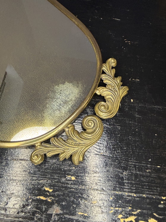 Image 1 of Vintage Italiaanse spiegel jaren 50 – messing – patina – Made in Italy