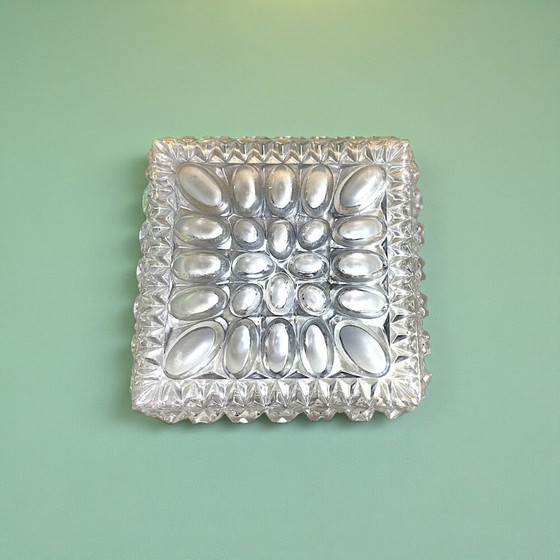 Image 1 of Lampada da soffitto o applique da parete in vetro quadrato di metà secolo, anni '60