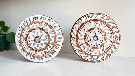 Image 1 of Kunsthandwerkliche Wandleuchte Terrakotta Zentrum Blau