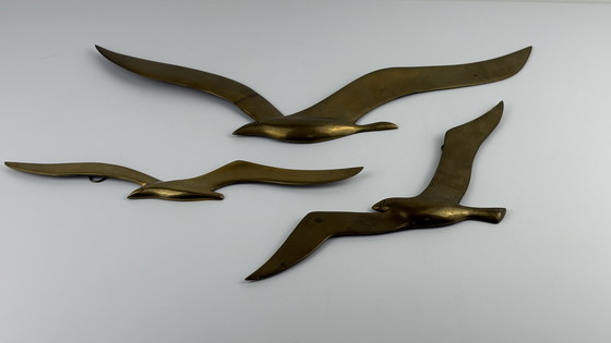 Image 1 of 3 x vintage messing grote wandvogels vogelvlucht