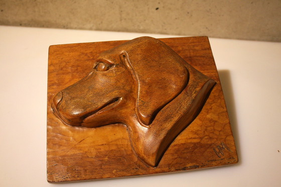 Image 1 of Labrador - Wood Carving - Door Handle - Door Pusher - Front Door Fine Door Knob or Door Pusher With a Wood Carving of a Labrador