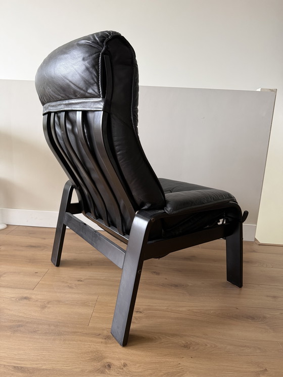 Image 1 of Skoghaug Industries leren relaxfauteuil uit de jaren 70/80.
