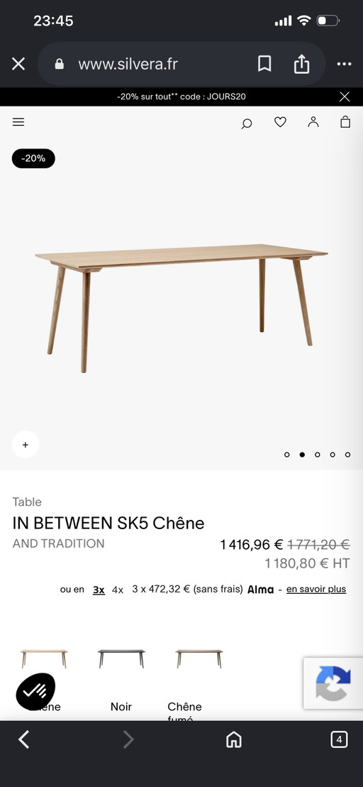 Design and Tradition Table in Between SK5 Light Oak 200 cm