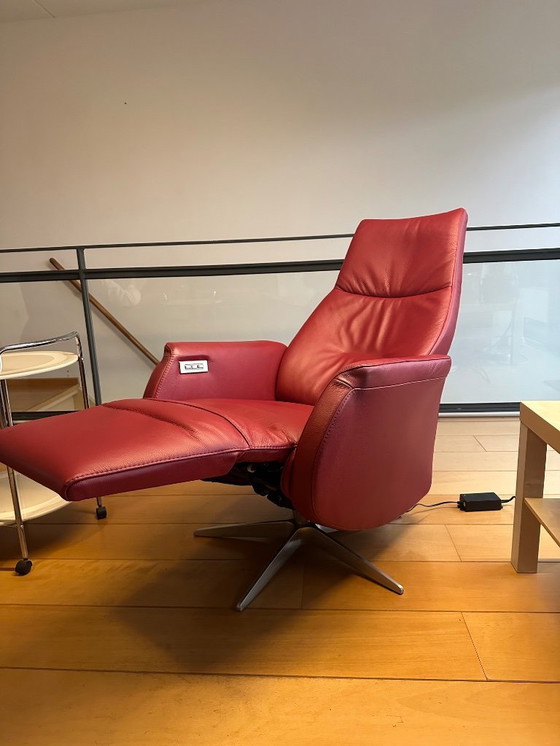 Image 1 of Luxuriöser elektrischer Relaxsessel in rotem Leder – mit Garantie und Rechnung