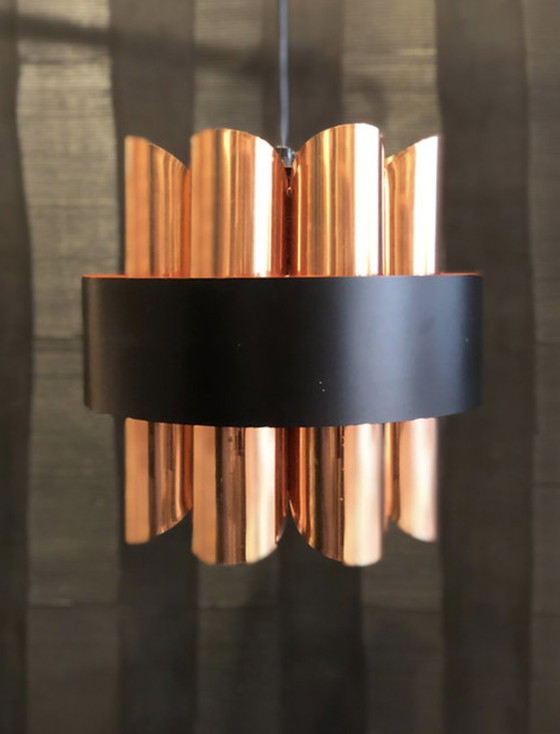 Image 1 of Scandinavian Copper and Black Metal Hanging Lamp