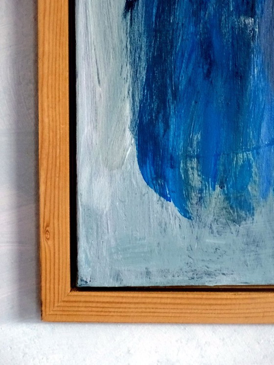 Painting of a woman with long dark hair, Paintings & Drawings, Wood, Canvas, Blue, Figuratief (photo 7 of 8)