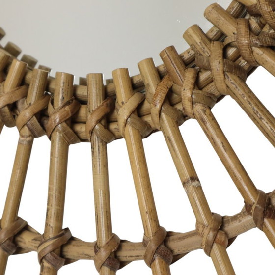 Mid Century Rotan en Bamboe Sunburst Spiegel Frankrijk 58cm – Rattan (photo 7 of 11)